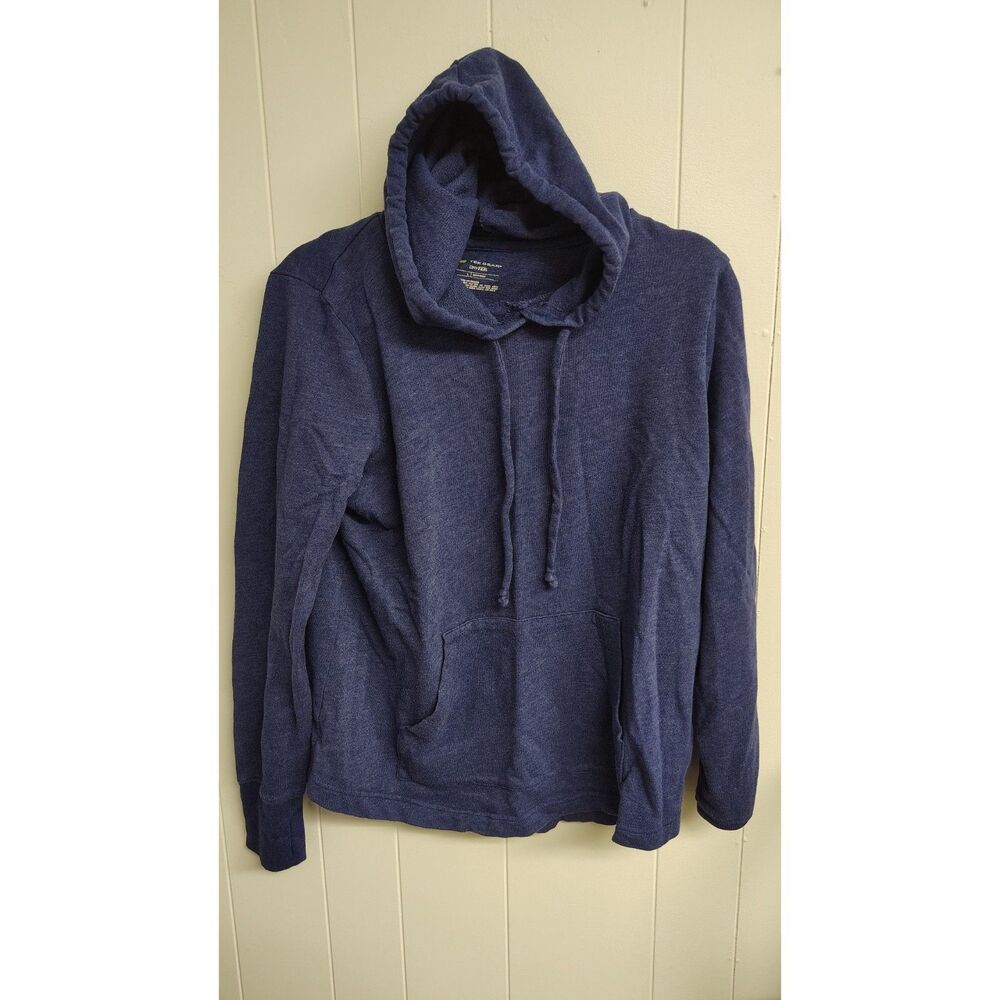 Tek Gear DryTEK Performance Pullover Hoodie Large Heathered Navy Blue